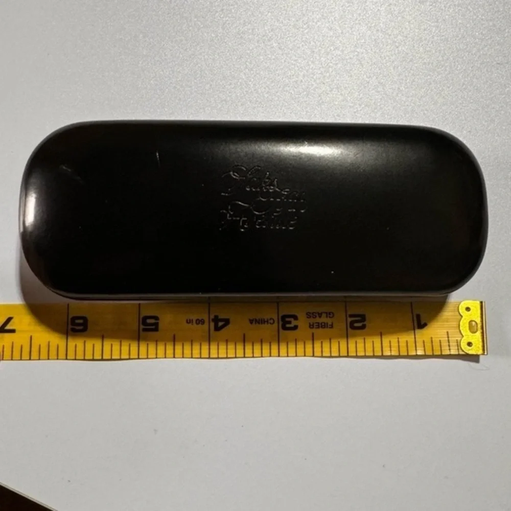 SAKS FIFTH🔥AVENUE Designer Black Leather Hard Clam Shell Eyeglass Sunglass Case